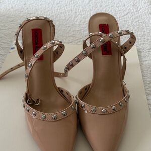 London Rebel Nude Studded Heels